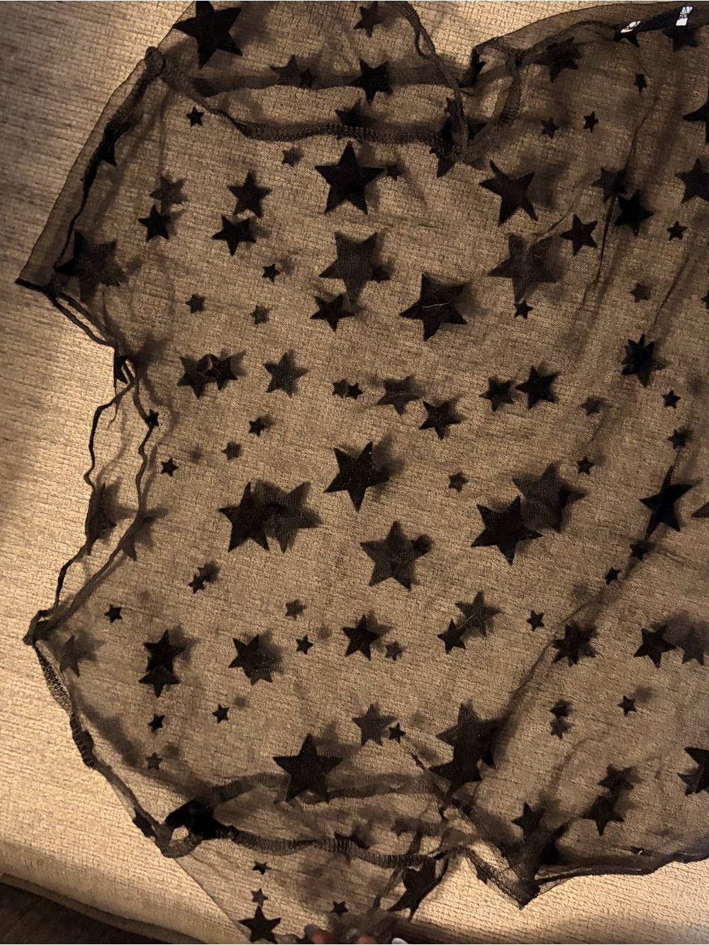 Sheer Star Print top- Black